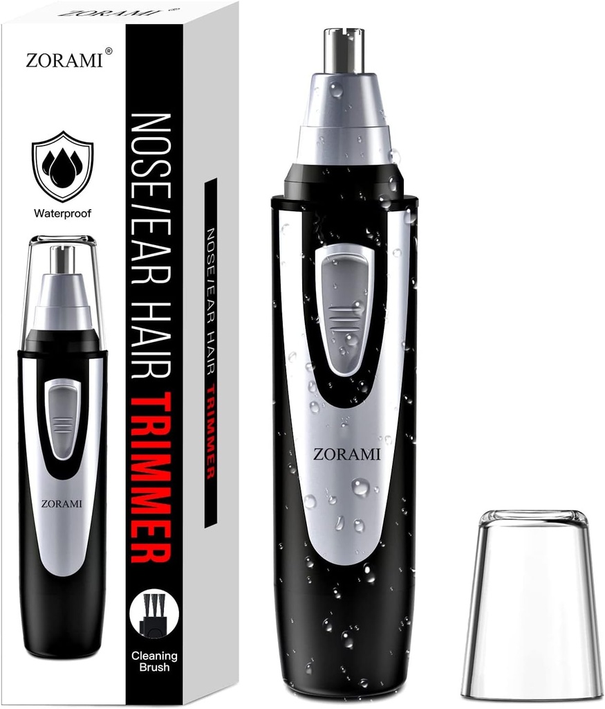 Ear and Nose Hair Trimmer Clipper - 2025 Profesyonel Ağrısız Eyebrow & Face Hair Trimmer for Men Women, Battery-Operated Trimmer with IPX7 Water, Dual Edge Blades for Easy Cleansing Black