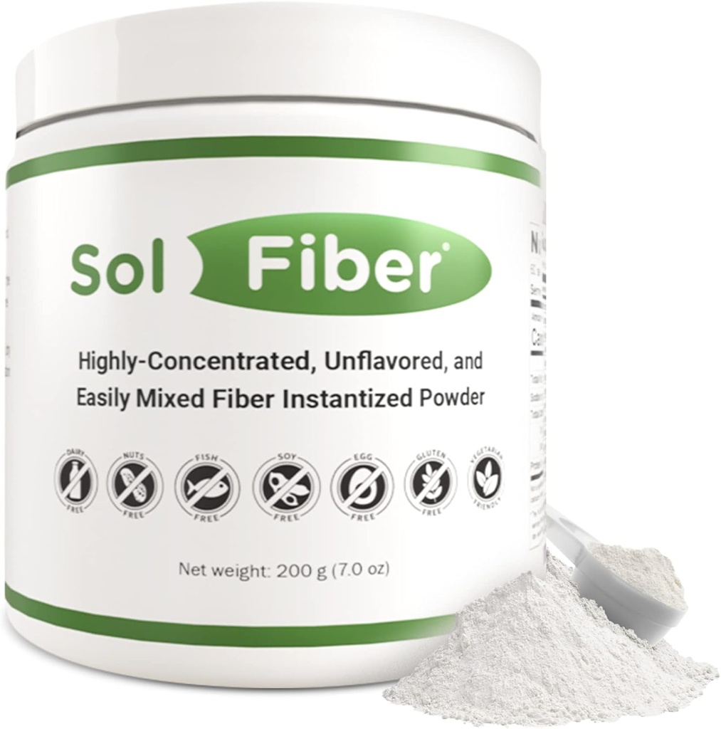 SolFiber Prebiotic Powder Supplement, μη-GMO Εναλλακτική σε ίνες Gummies, Υποστηρίζει Digestive Υγεία, Easy-to-Mix και υψηλής συγκέντρωσης Fiber σκόνη, 7 Ουγγιά, 60 εξυπηρετούν