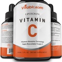 Yetişkinler için Liposomal Vitamin C 2000 mg Sıvı, Yüksek Abvitamin VIT C, Max Vitamin C, Immune System & Antioksi Support, 60ML (1 Şişe)