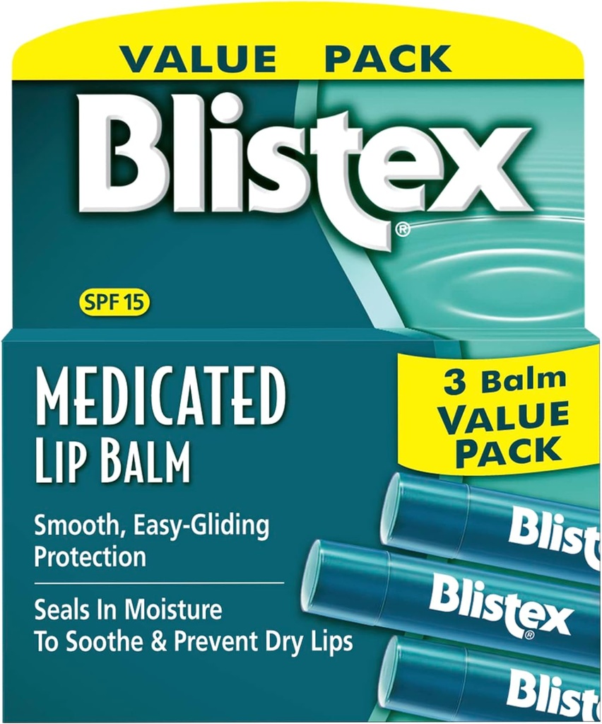 TheraTears Kuru Eye Therapy Eye Drops, 1.0 Fl Oz ve Blistex Medicated Lip Balm, 0.15 Ounce, 3 Count SPF 15 Sun Protection Lip Balm Sche
