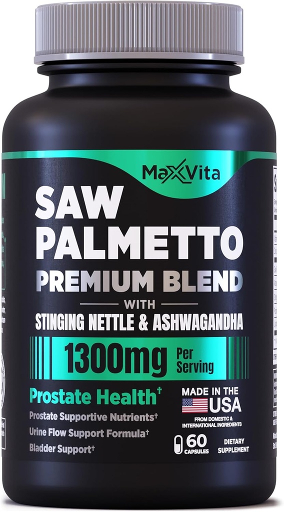 Prostate Premium - Erkekler için Palmetto, Sting Nettle, Ashwagandha, Lycopene, Bladder & Urinary Relief, Prostate Supplement for Men, 60ct