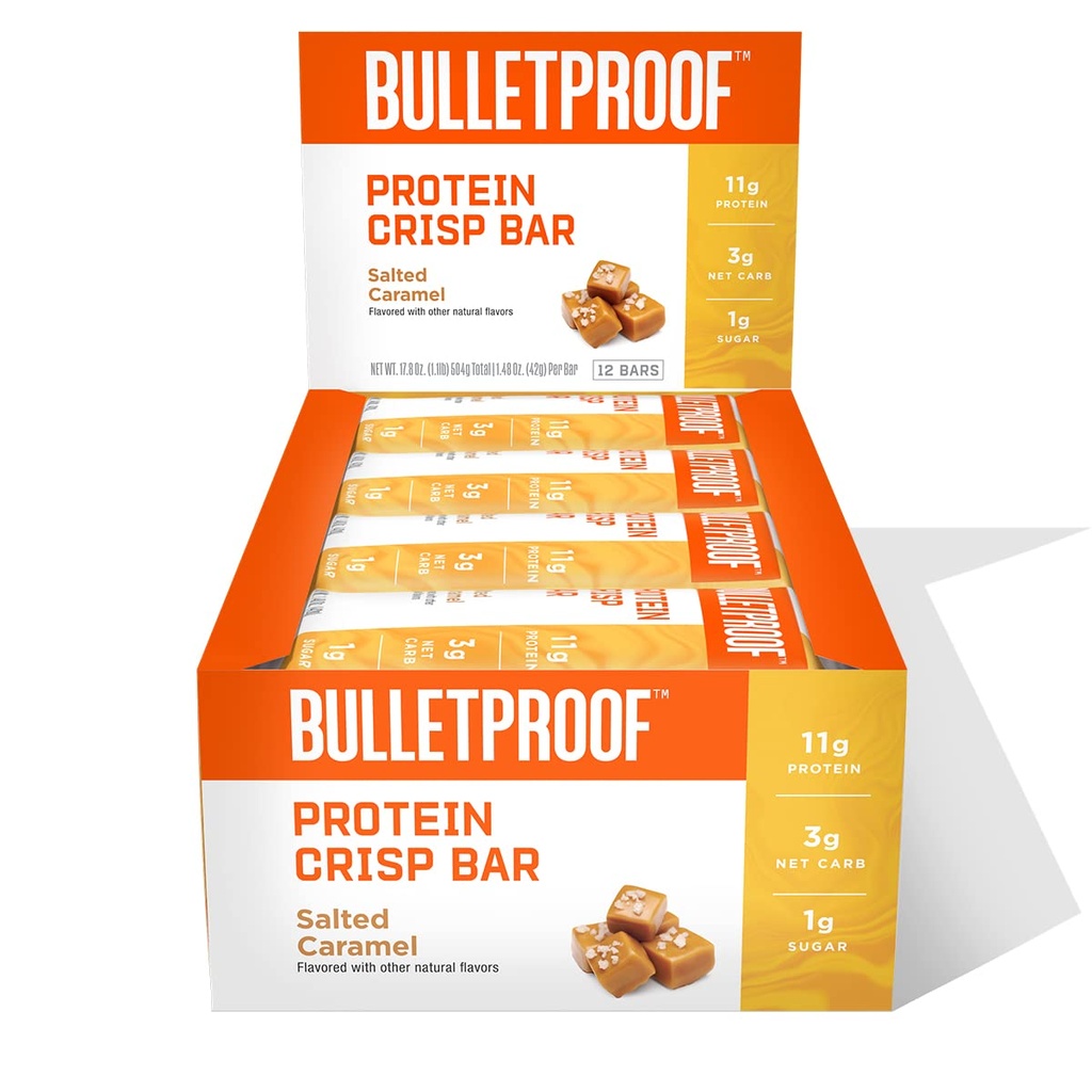 Αλεξίσφαιρα Αλατισμένα Caramel Protein Crisp Bars, 12pk, Υψηλή πρωτεΐνη, χαμηλή ζάχαρη