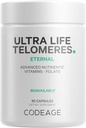 Kodaj Ultra Life Telomeres Supplement - 5 MTHF Folate Vitamin B9, Vitamin B12 Torchcobalamin, Vitamin D3, L-Theanine, Ashwagandha - 3-Month Supply - DNA, Metilasyon Döngüsü - Non-GMO - 90 Capsules