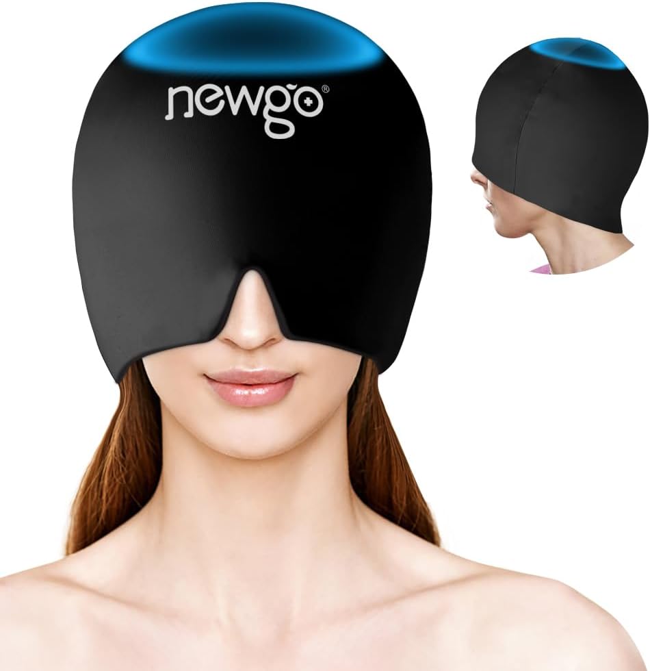NEWGO Migraine Relief Cap Headaches Ice Cap with Top Coverage, Hot and Cold Therapy, Migraine Headache Relief Cap for Ger, Stres & Hangover