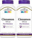 21st Century Cinnamon 2000 mg ανά υπηρεσία Plus Chromium Vegetarian Caps 120 Count - Pack of 2