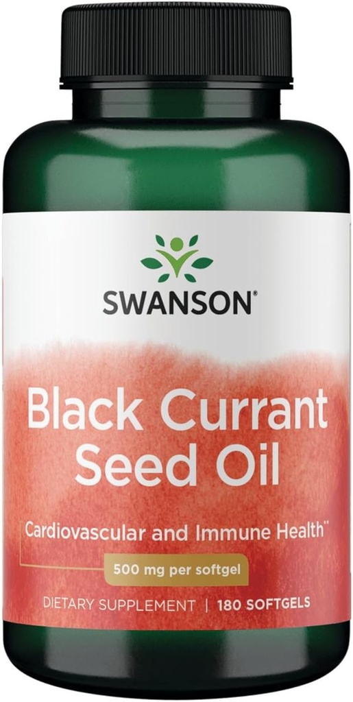 Swanson Black Currant Seed Oil - Herbal Supplement Immune System & Heart Health Support - Natural Formula Supporting Joints Health - (180 Softgels, 500 mg Her)
