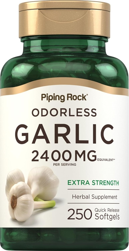 Piping Rock Odorless Supplement Supplement 2400mg | 250 Softgels | High Potency Herbal Extract | Ekstra Güçlü Pills | Non-GMO, Gluten Free