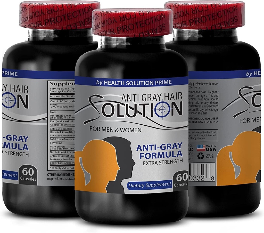 Gray Hair Reversal Pills - biotin Supplement - Anti Gray Saç Çözüm - Enerji Vitamini, biotin Supplement, Saç Büyüme Ürünleri, Gray Saç Önleme, Doğal Saç Ürünleri, 1 Bot 60 Caps