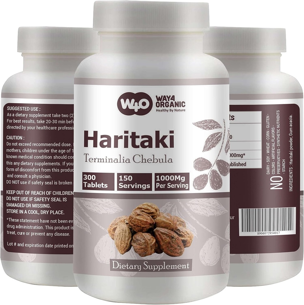 Haritaki Capsules (Tablets) – Terminalia Chebula, 300 Pills, 150 Hizmet, 1000 mg (Pazar 1)