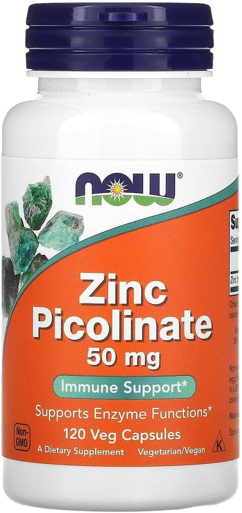 NOW Τρόφιμα Ψευδάργυρος Picolinate 50mg, 120 κάψουλες (πακέτο του 2)