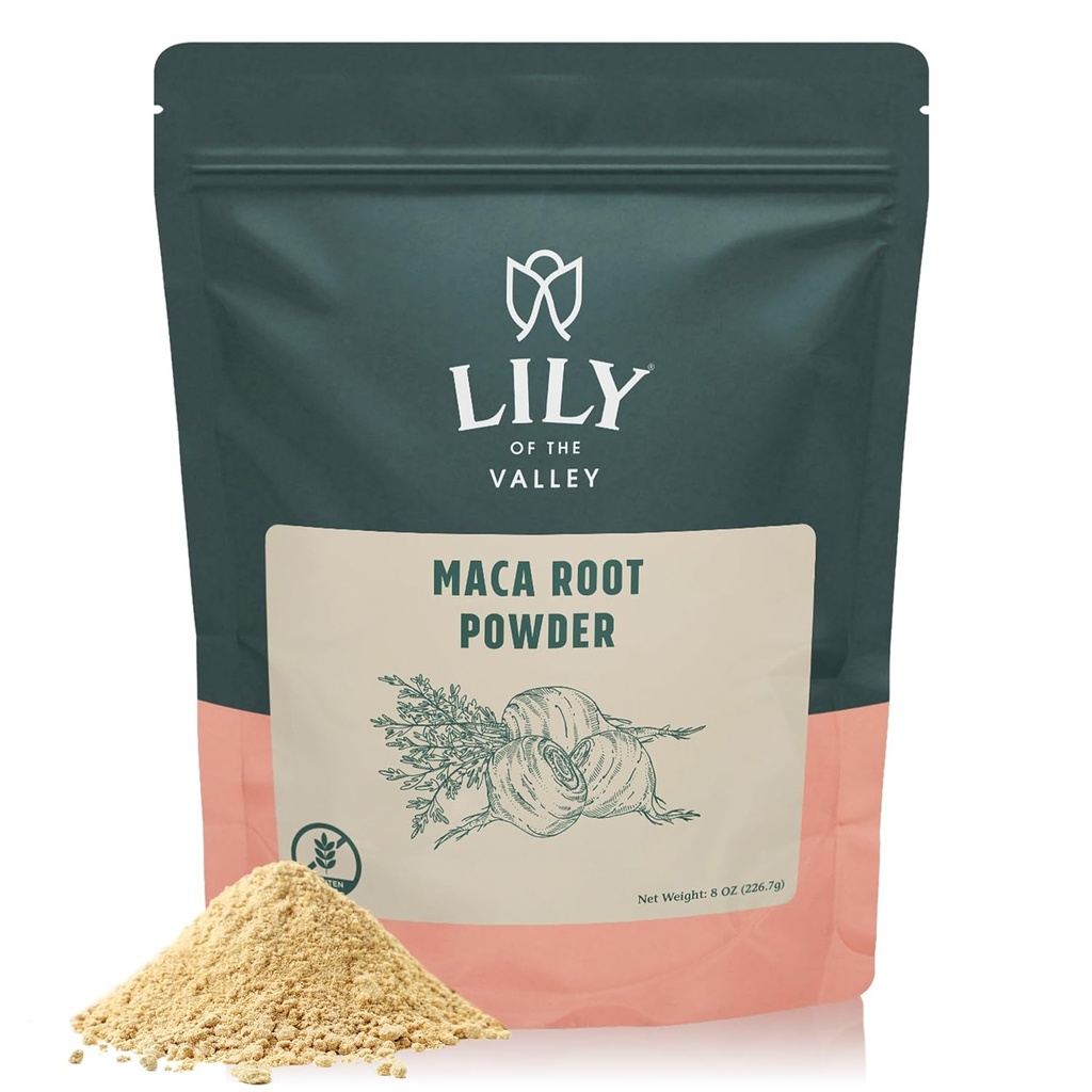 Lily of the Valley Maca Root Powder - Great Superfood for Breakfast, Smoothies & Bakeing - Premium Grade - Ζελατινοποιημένο για Easy Digestion - Vegan & Gluten-Free - Συσκευασία σε Resealable Pouch (8oz, 226g)