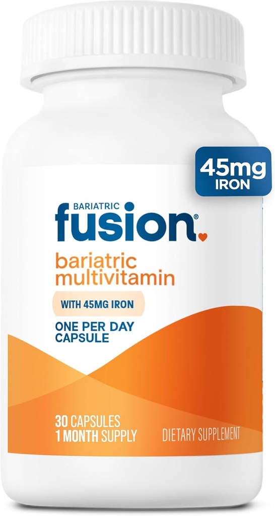 Bariatrik Fusion One Per Day Bariatric Multivitamin with Iron | Easy to Swallow Capsule | Bariatrik Cerrahi Hastaları için Vitamin | Gastrik Bypass ve Kol Gaztrektomi | 30 Kont | 1 Ay Supply