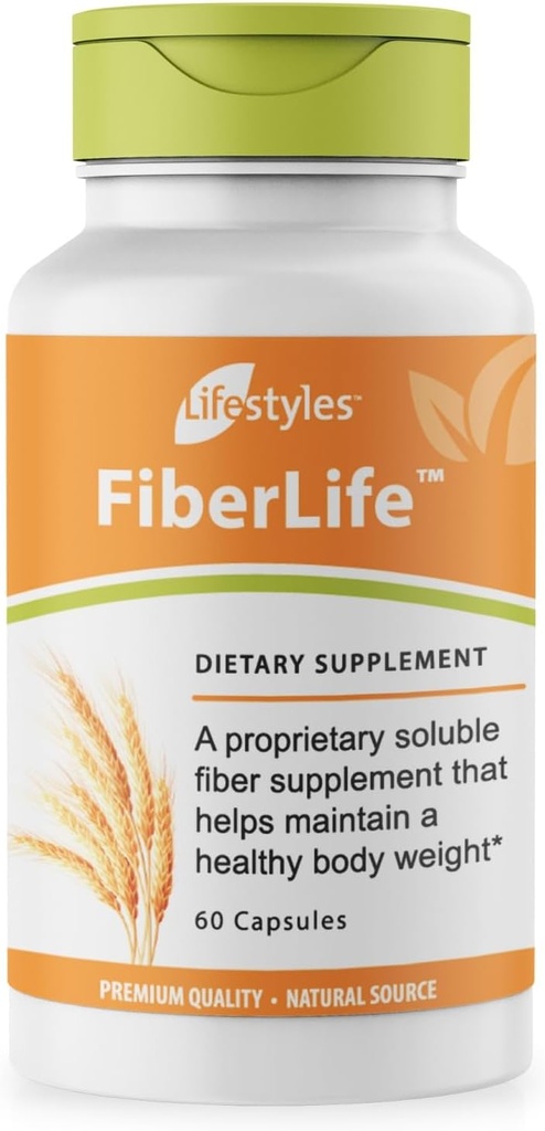 Lifestyles FiberLife Supplement – Digestive Health & Cholesterol Support with Konjac, Guar Gum, Xanthan Gum, and Cinnamon – Made in Canada – 60 Capsules (60 Capsules)