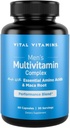 Vitals Vitamin Men's Multivitamin Kompleksi - Essential Platinum Asits & Maca Root ile yapılır - A, C, E, B6, B12, D3 & Erkek Performansı - Daily Mens Multivitamin - 60 Capsule