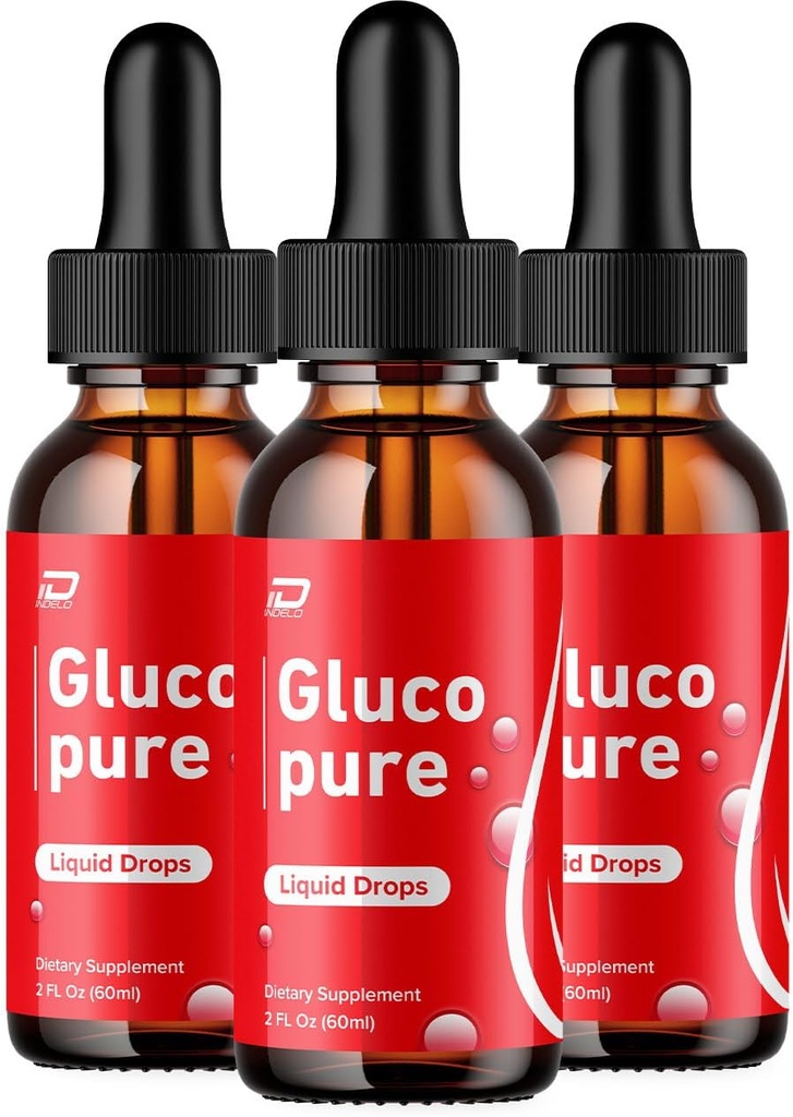 Gluco Pure Drops Υγιεινή Φόρμουλα - Dietary Supplement Drops - Extra Strength GlucoPure Liquid Drops, Gloco Pure Drops Reviews (3 Pack – 3 Month Supply)