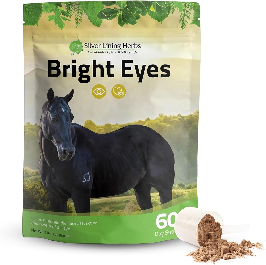 Silver Lining Herbs Bright Eyes Vitamins - Horses Eye Supplements to Support Capillary Health, Great Vision, & Overall Eye Health - Plant-Based Herbal Horse Supplements - 1 lb 60-Day Supply