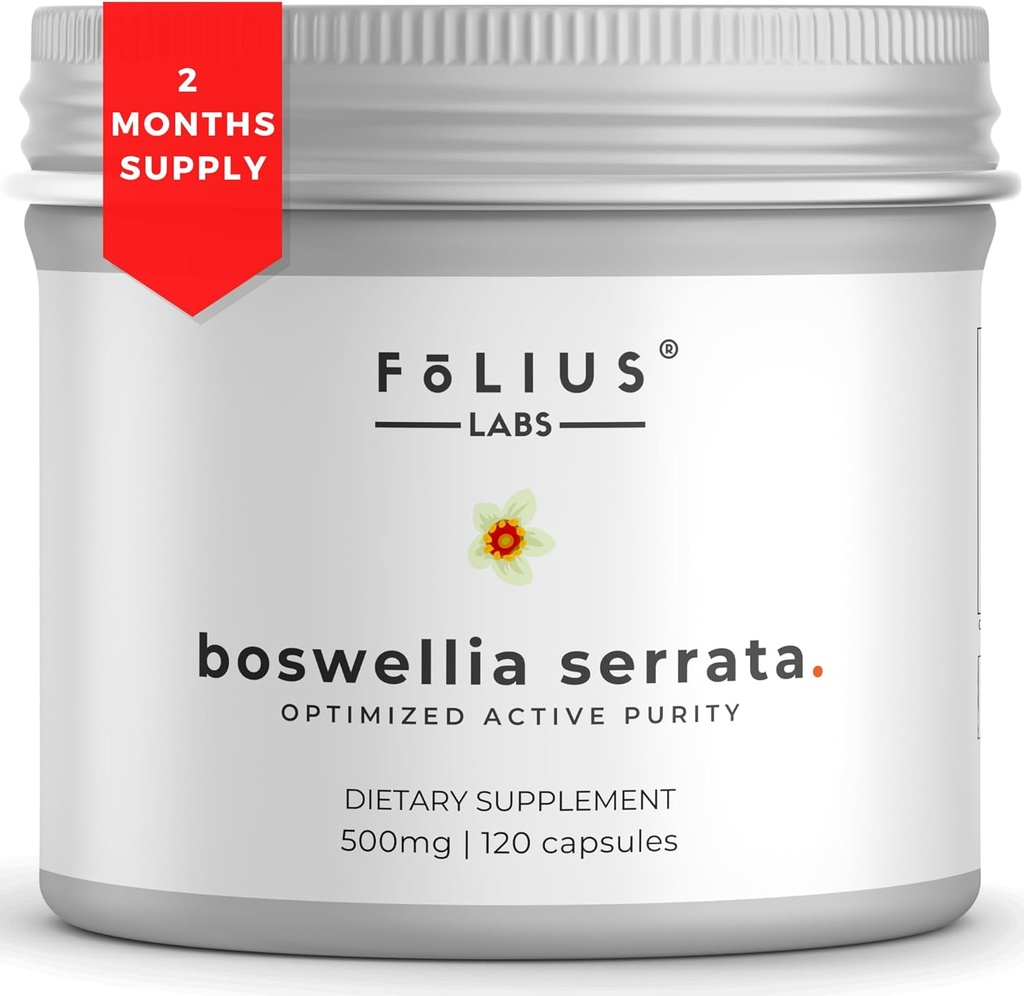 Boswellia Serrata Extract Supplement 500mg - Υγιής Κοινή Υποστήριξη, Υποστήριξη για την ανακούφιση των μυών - 65% Boswellic Acids - Εξάγεται από την ινδική Olibanum/Frankincense, 120 Caps