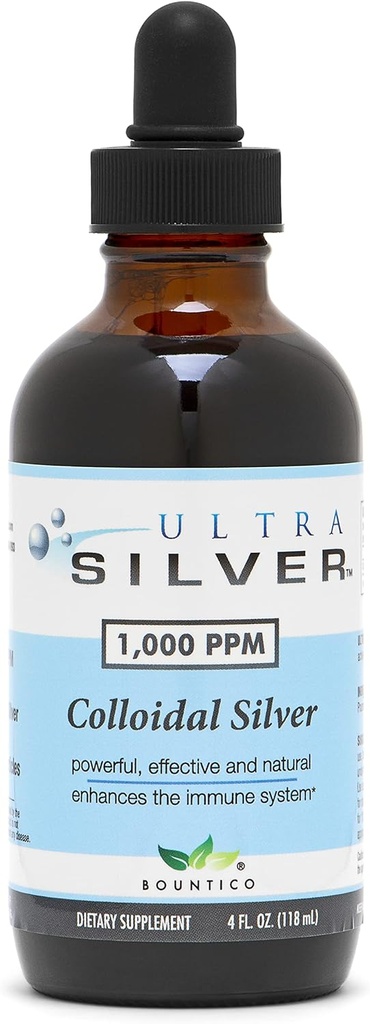 Ultra Silver® Colloidal Silver | 1.000 PPM, 4 Oz (118mL) | Mineral Tamam | Gerçek Colloidal Silver - Dropper