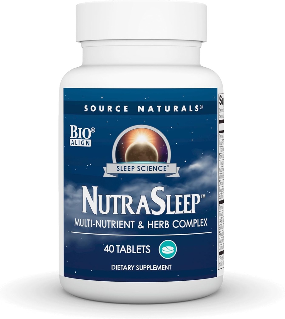 Source Naturals NutraSleep, Melatonin-Free Multi-Nutrient & Herb Kompleksi, Vegetarian Formula for Relaxation Support - 40 Tabletler