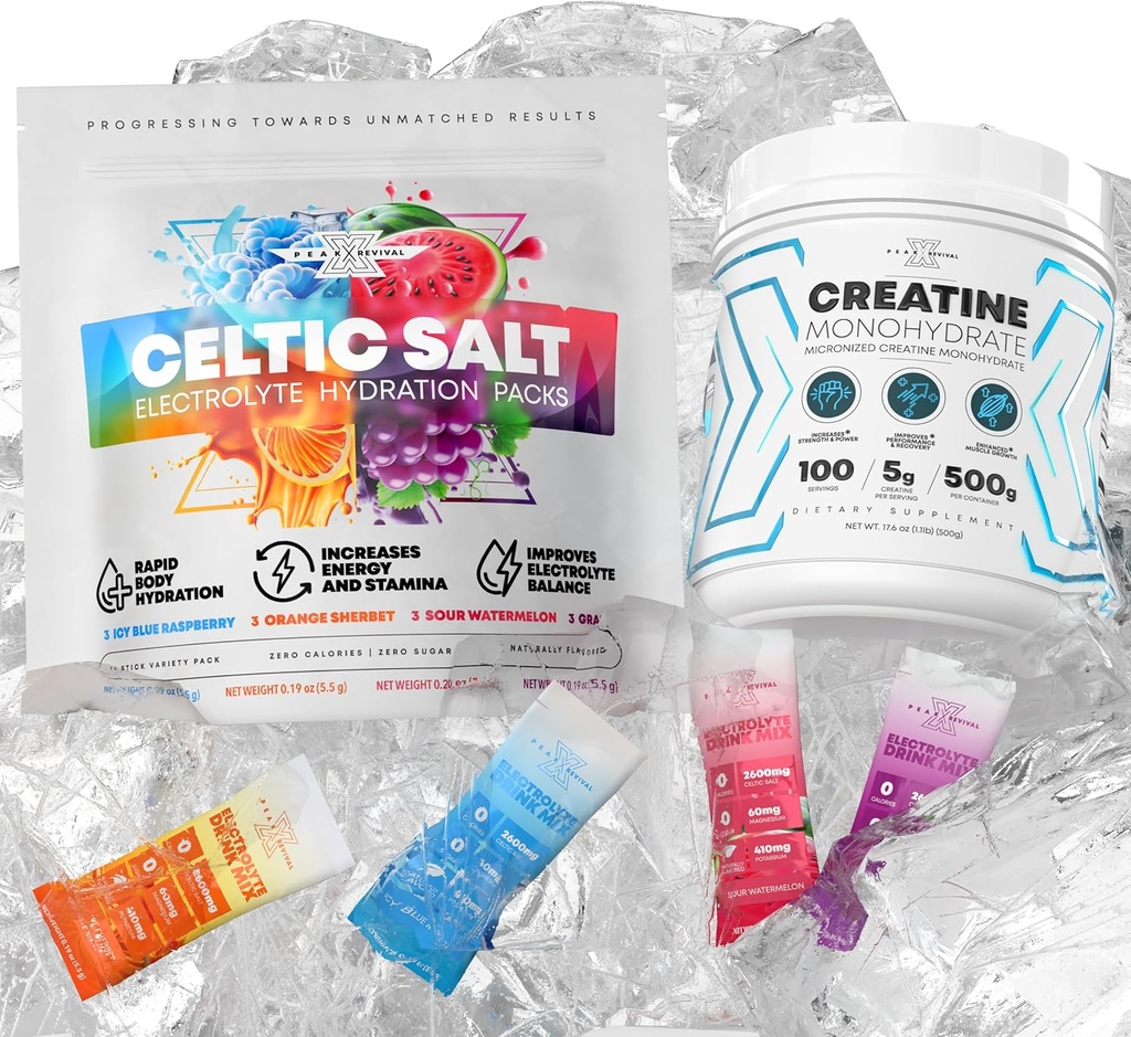Mikronized Tinatine Monohidrat Toz + Elektrolytes Toz Paketleri - Celtic Salt Diversity Pack (12 Packets)