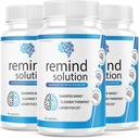 (3 Pack) Memory Advanced Cognitive Brain Health Function Focus Max Concentration Recall Supplement (180 Capsules) için Remind Çözüm