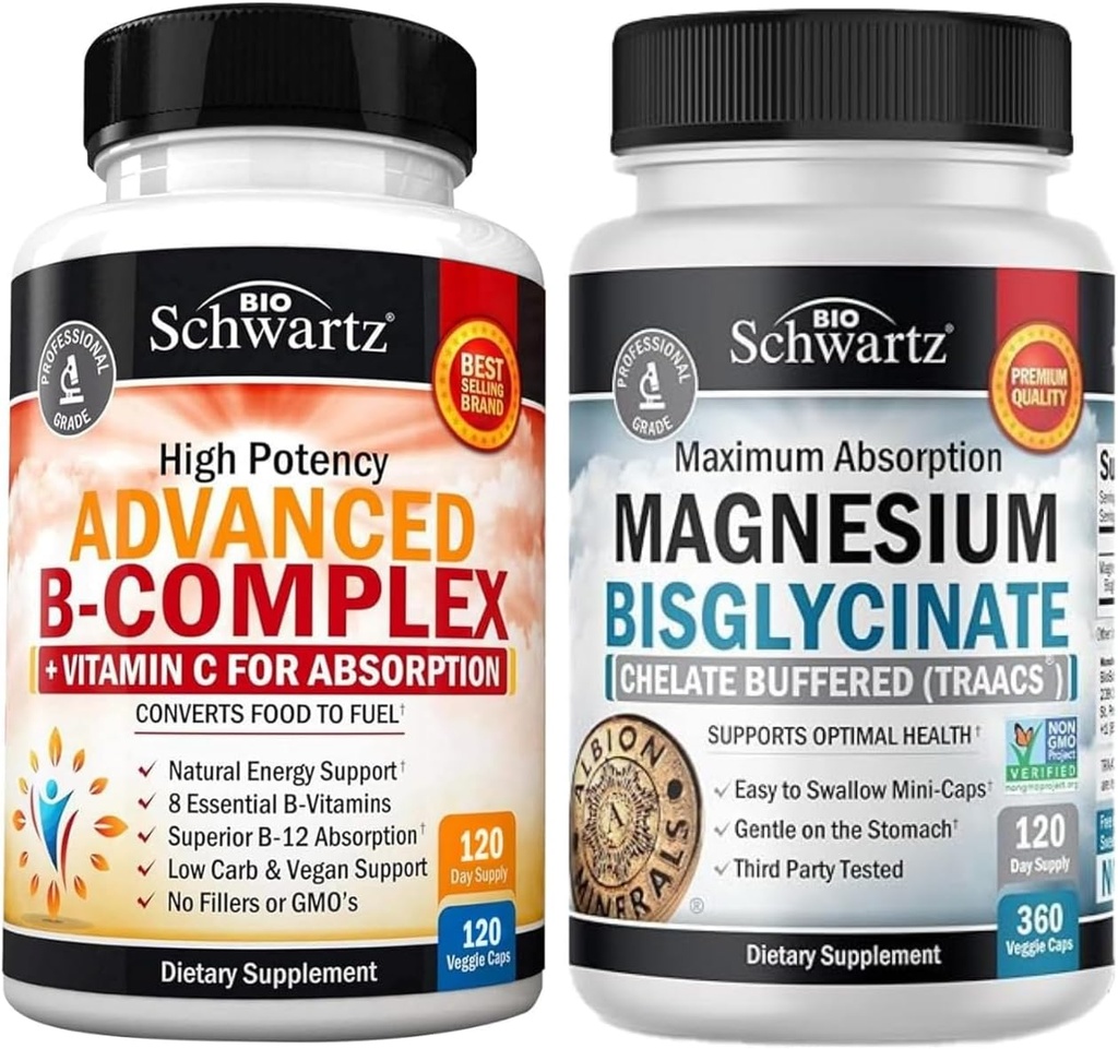 Vitamin C (4 Ay Supply) ile B Kompleksi Artı Yüksek Abhidratör Bisglycinate Capsules (4 Ay Supply)