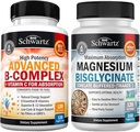 Vitamin B Complex with Vitamin C (4 Month Supply) Plus High Absorption Magnesium Bisglycinate Capsules (4 Month Supply)