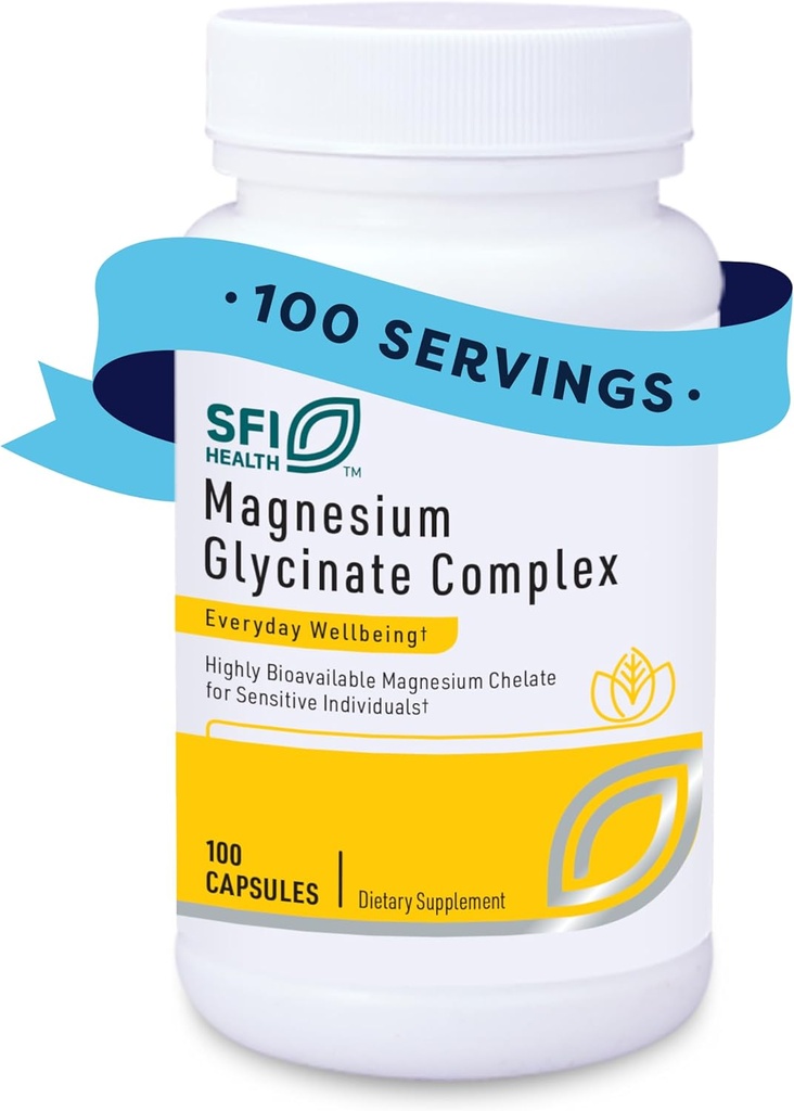 Klaire Laboratuvarları SFI Magnezyum Health Glycinate Kompleksi - Optimal Aborpsiyon için Kirlenmiş Ölüm - Sağlıklı Kemikleri, Kaslar ve Enerji Seviyeleri - Digestion (100 Capsules) üzerine Gentle