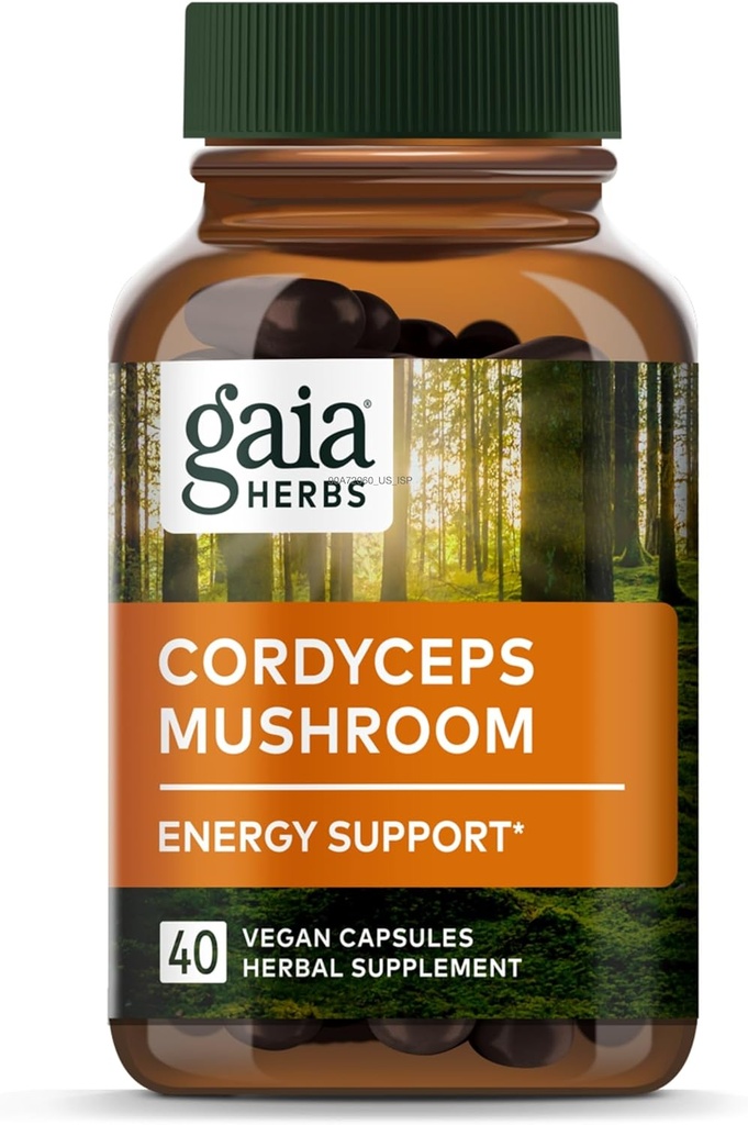 Gaia Herbs Cordyceps Mushroom - Συμπλήρωμα Ενεργειακής Υποστήριξης για τη Διατήρηση Ενέργειας, Αντοχής και Σταματίνας - με Βιολογικό Cordyceps Mushroom - 40 Vegan Liquid Phyto-Capsules (40-Day Supply)