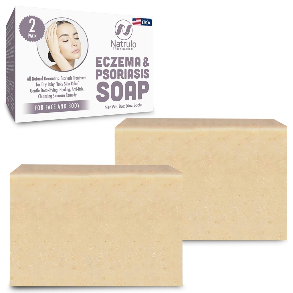 Eczema Soap Bar για το πρόσωπο και το σώμα – All Natural Dermatitis, Psoriasis Solution for Dry Ichy Flaky Skin Relief – Gentle Detoxifying, Anti-Itch, Cleansing Skincare Remedy – Eczema Soap Bar Made in USA