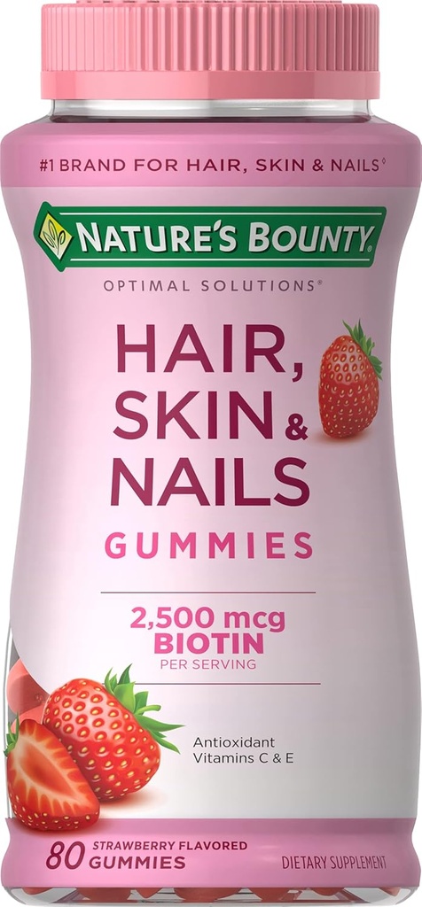 Nature's Bounty Vitamin Biotin Optimal Çözümleri Saç, Skin ve Nails Gummies, 200 Count