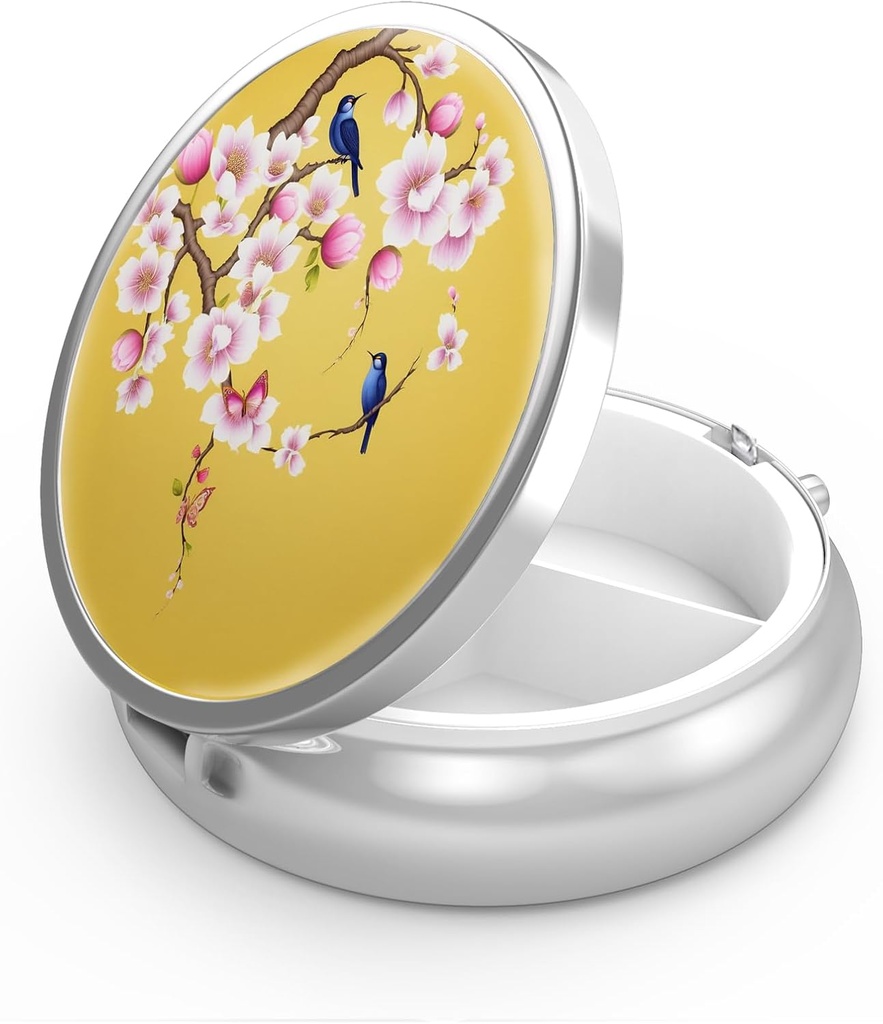 Pill Box 3 Karşılaştırma Küçük Pill Case, Pocket veya Purse Pill Organize Pill Konteynerleri Vitaminleri, İlaçları, Balık Yağı ve Supplements (Peach Blossom)