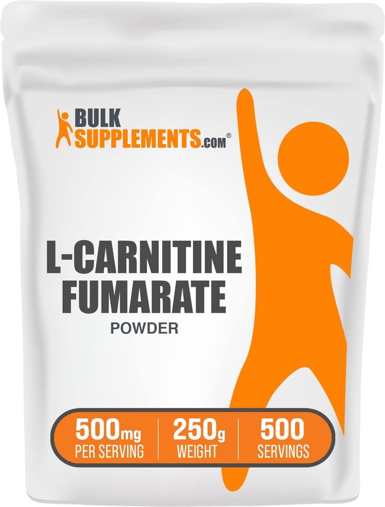 BulkSupplements.com L-Καρνιτίνη Φουμαρική σκόνη - συμπλήρωμα καρνιτίνης, Αθλητική Διατροφή, L-Καρνιτίνη 500mg - Χωρίς γλουτένη, 500mg ανά σερβίρισμα, Χωρίς γλουτένη, 250g (8,8 oz) (Pack of 1)