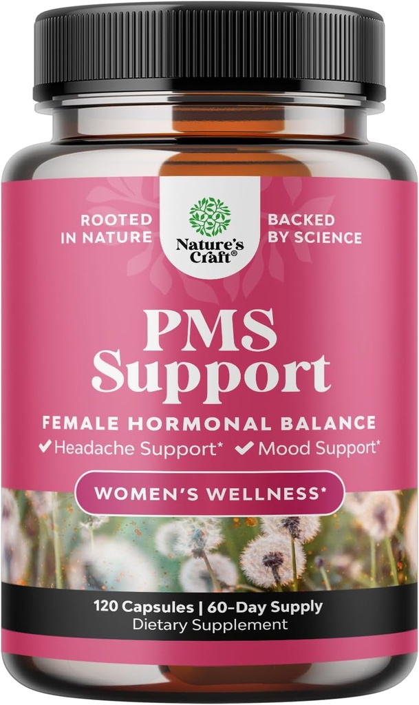 PMS συμπλήρωμα υποστήριξης για τις γυναίκες – ισορροπία ορμονών για τις γυναίκες & εμμηνόρροια δυσφορία με DIM, chasteberry, μαύρο Cohosh & Ashwagandha - για την περίοδο Cramps Ευκολία, Εμμηνόπαυση Bloating, Mood Swing – 120 Ct
