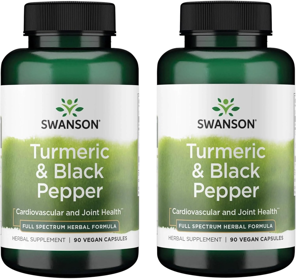 Swanson Premium- Turmeric & Black Pepper - Antioksi, Digestion & Ortak Destek - 90 Veg Caps (2 Pack)