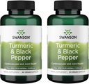 Swanson Premium- Turmeric & Black Pepper - Antioksi, Digestion & Ortak Destek - 90 Veg Caps (2 Pack)