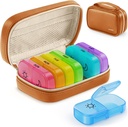 AUVON Haftalık Pill Organizer 2 Times a Day with PU Deri Bag, Travel AM PM Pill Box 7 Day with One-Side LargeOpen Design for Easyfill, Drug, Supplements Case for Vitamins, Drug, Supplements