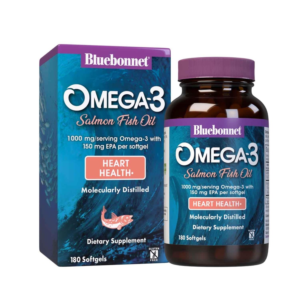 BlueBonnet Doğal Omega-3 Salmon Oil Softgels, 180 Kont, Beyaz