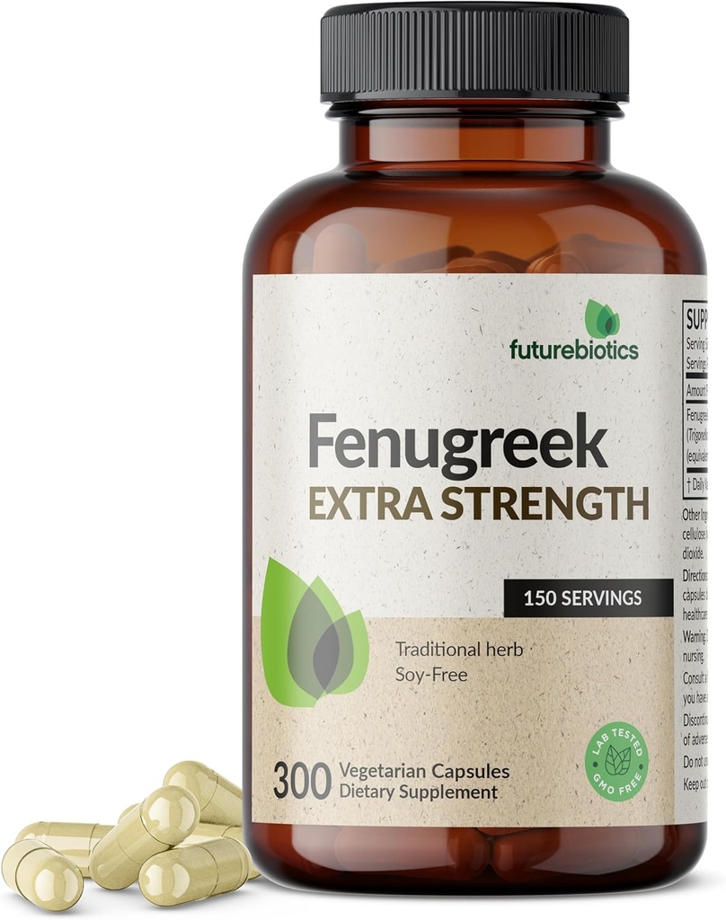 Futurebiyotiks Fenugreek Ekstra Güçlü Destekler Genel Olarak İyi Sağlık & Well-Being, Non-GMO, 300 Vegetarian Capsules