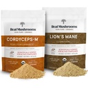 Lions Mane (60g) και Cordyceps (60g) Mushroom Extract Powder Bundle - Mushroom Supplement for Cognition, Energy and Endurance