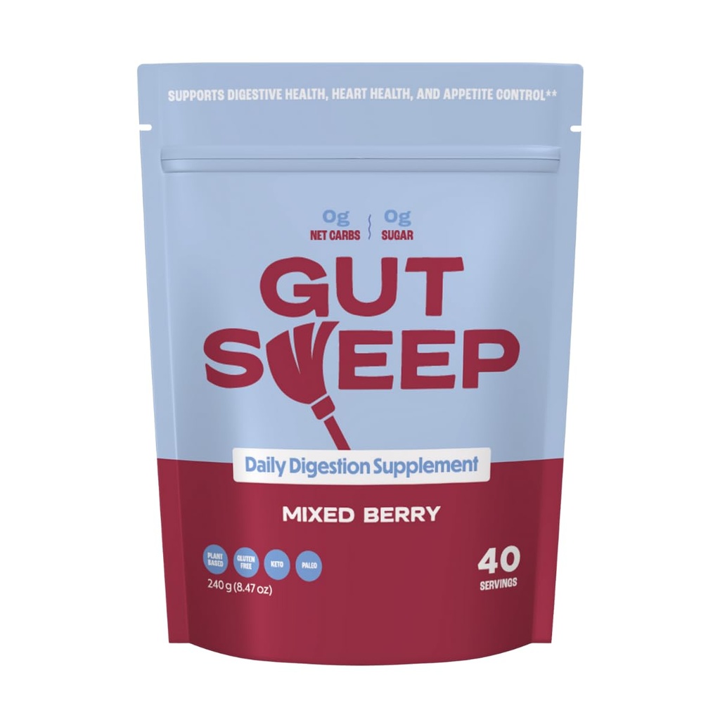 Gut Sweep - Daily Digestion Supplement - Psyllium Husk Fiber - Supports Appetite Control - Gluten Free & Plantive - DW & Paleo Friendly - 40 Hizmet - Karma Berry