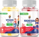 Çocuklar ve Yetişkinler için Magnezyum Gummies - 500 mg ve Vitamin D3 K2 Gummies 5000 IU. Calm Magnezyum Chews - Magnezyum Citrate Chewable Supplement for Mood & Muscle Support