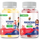 Çocuklar ve Yetişkinler için Magnezyum Gummies - 500 mg ve Vitamin D3 K2 Gummies 5000 IU. Calm Magnezyum Chews - Magnezyum Citrate Chewable Supplement for Mood & Muscle Support
