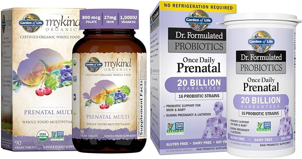 Life Women's Prenatal Multivitamin with Vitamin D3, B6, B12, C & Iron & - Dr. Formulated Probiyotiks Daily Prenatal
