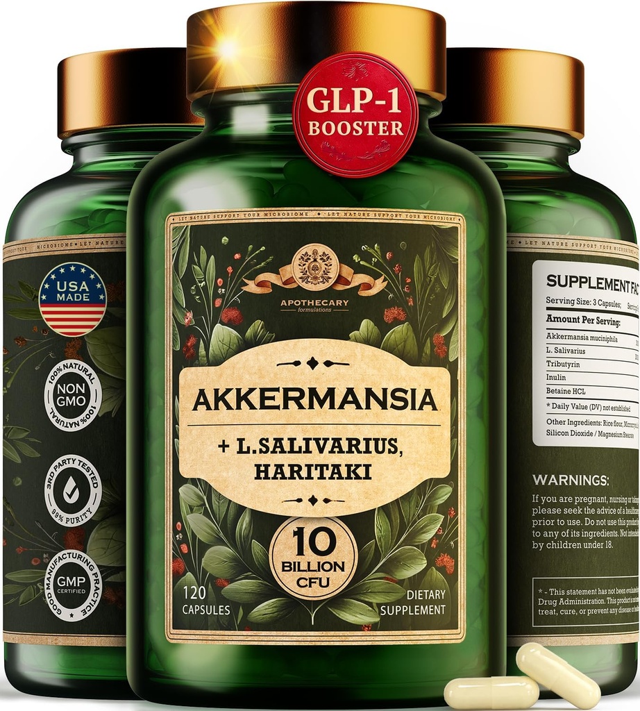 Akkermansia Muciniphila Probiotics and Prebiotics - GLP 1 Booster w/Lactobacillus Salivarius 
