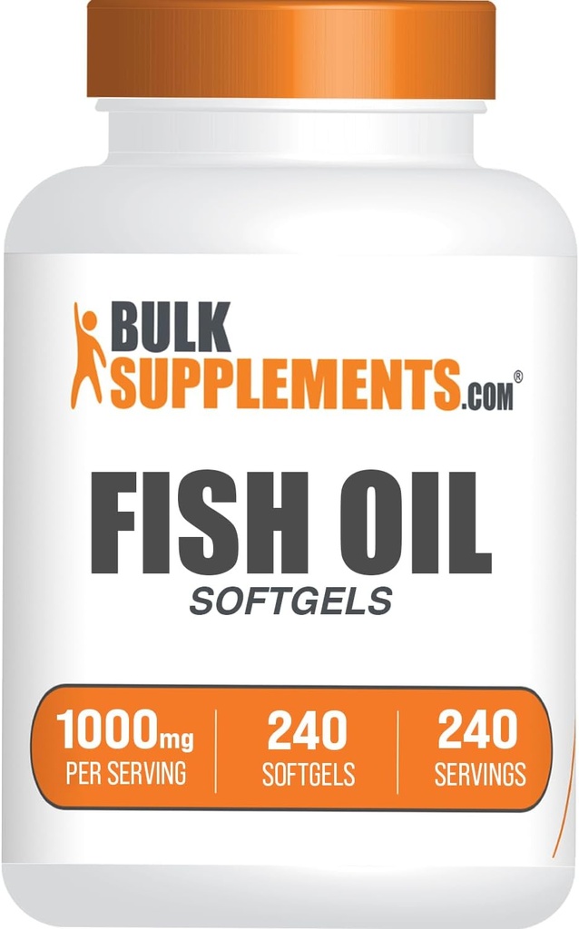 BulkSupplements.com Fish Oil 1000mg Softgels - Fish Oil Supplements, Omega 3 Supplements - Gluten Free, 1 Softgel per Service, 240 (Paket 1)