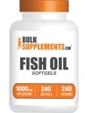 BulkSupplements.com Fish Oil 1000mg Softgels - Fish Oil Supplements, Omega 3 Supplements - Gluten Free, 1 Softgel per Service, 240 (Paket 1)