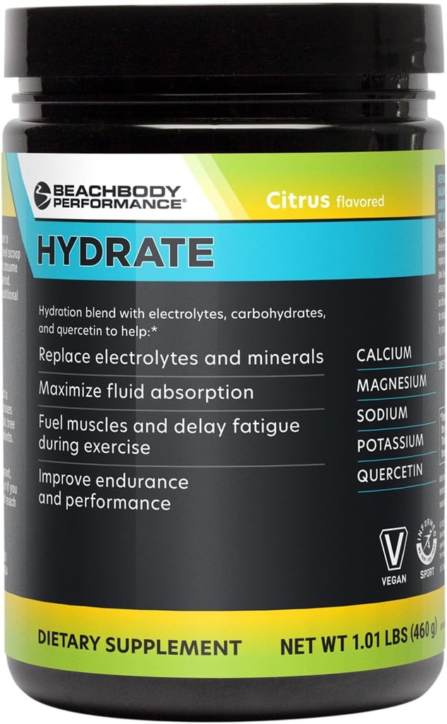 BODi Hydrate Performans Hydration Supplement, Quercetin Enriched Electrolyte Toz, 4 Key Electrolytes: Pyum, Magnezyum, sodyum,dis - Destekler Endurance & Akış, Citrus, 40 SRV