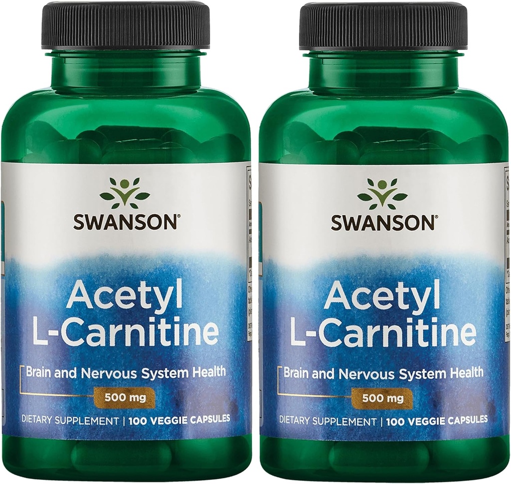Swanson Acetyl-L-Carnitine - Amino Acid συμπλήρωμα Προώθηση Γνωστική Υγεία & Μυϊκή Υποστήριξη - Φυσική Φόρμουλα Μπορεί να προωθήσει την υγεία του νευρικού συστήματος - (100 κάψουλες λαχανικών) (2 Pack)