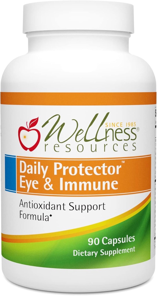 Wellness Kaynakları Daily Protector Eye & Immune - Lutein, Lycopene, Zeaxanthin, Cryptoxanthin, Bilberry ve More for Eye, Immune, and Skin Health (90 Capsules)
